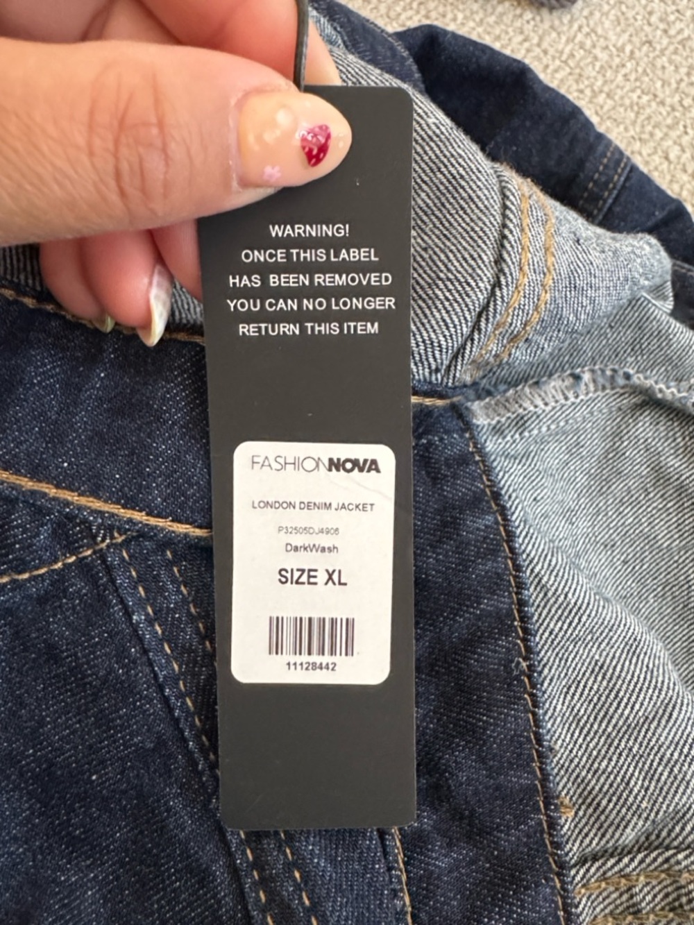 Fashion Nova Dark Indigo Cropped Denim Jacket - Picture 5 of 5